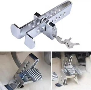 Stainless Steel Brake Pedal Lock Security Car Auto Clutch Lock Anti-theft W/3Key - Picture 1 of 14