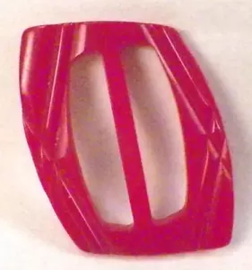 Red Bakelite Belt Buckle Carved Vintage Retro Rectangle Offset A Beauty - Picture 1 of 4
