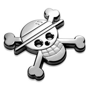 ONE PIECE Luffy Straw Hat Jolly Roger 3D Chrome Metal Car Emblem Badge Sticker - Foto 1 di 5