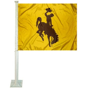 Wyoming Cowboys Gold Car Auto Window Flag - Picture 1 of 1