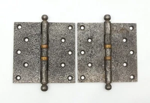 Paar Vintage 5 x 5 Zoll Schwarze Messing Stumpf Türscharniere - Bild 1 von 4