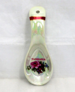 Ceramic Aurora Pearl Finish Resting Spoon Tasmania VTG Australia Travel Souvenir