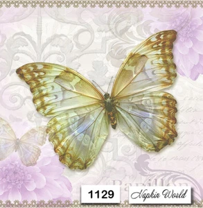(1129) DOS servilletas individuales de papel para almuerzo decoupage - PATRÓN MARIPOSA DORADA - Imagen 1 de 3