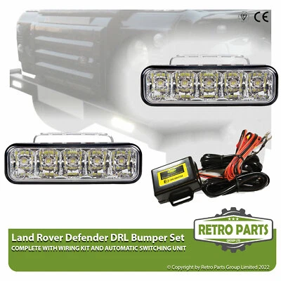 Luci DRL Per Paraurti Land Rover Defender LED Fari Diurne 90 110 130 - Immagine 1 di 4