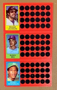 1981 Topps Baseball Scratch Off Reggie Jackson, Willie Wilson, Rickey Henderson - Picture 1 of 2