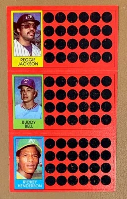 1981 Topps Baseball Scratch Off Reggie Jackson, Willie Wilson, Rickey Henderson - Image 1 of 2