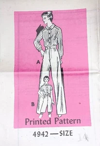 Rare UNCUT Vintage 1960's Printed Pattern 4942 Summer Shirt, Trouser & Shorts 14 - Picture 1 of 4
