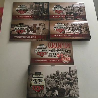2016 Australians on the Western Front 5 medallones cubierta caja conjunto de colección Foto 1 de 4