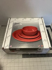Fiesta Ware Fiestaware TABLEWARE 3-Piece Bistro Set ~ Scarlet Red in Box USA - Picture 1 of 12