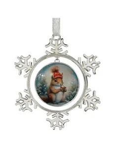 FQJNS Squirrel Christmas Tree Snowflake Ornament Metal Glass Christmas Tree O... - Picture 1 of 7