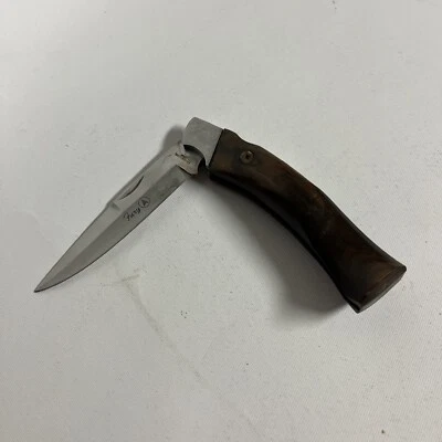 Faca de bolso dobrável vintage Fury 10335 Pakka cabo de madeira trava traseira - Imagem 1 de 4