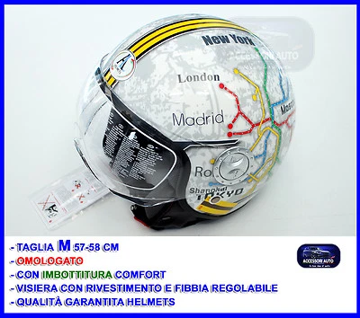HELMETS Casco Jet Moto Scooter uomo donna con visiera urban subway quad vespa caschi per