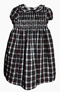 Vestido Janie And Jack Talla 4 Rojo Negro Tartán a Cuadros Vacaciones Ahumado Fiesta Niñas - Imagen 1 de 4