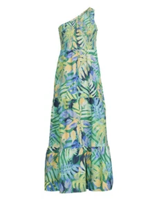 Time and Tru Women's One Shoulder Smocked Knit Tiered Dress NWT - Picture 1 of 5