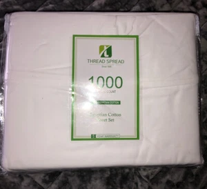 Thread Spread 4Pc Pure Egyptian Queen Size Cotton Bed Sheets Set 1000 Thread~NEW - Picture 1 of 3