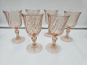 Juego de 6 copas de vino de agua Arcoroc France Rosaline Pink Swirl 5 3/4" 6 oz - Imagen 1 de 3