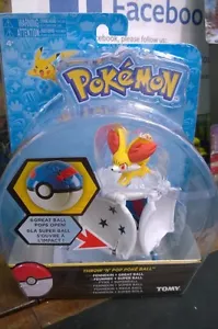 Pokemon Tomy Throw 'N' Pop Poke Ball Pokeball Fennekin Figure Great Super Ball - Picture 1 of 2