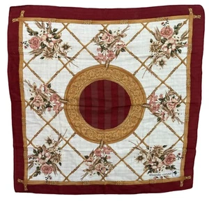 Armando Caruso Women's Scarf Floral Trellis Burgundy White Gold 16” x 16" - Picture 1 of 3
