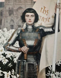 JOAN OF ARC art print: Famous Heroine Woman w/ Sword & Armor. Strong Feminist - Picture 1 of 6