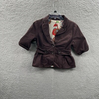 Blazer Ett Twa Mujer 4 Marrón Anthropologie Botón Frontal Floral Forrado Chaqueta Foto 1 de 4