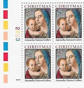 US Madonna and Child by Antonello 25c Stamp Plate Block of 4 Scott #2514 - Picture 1 of 1