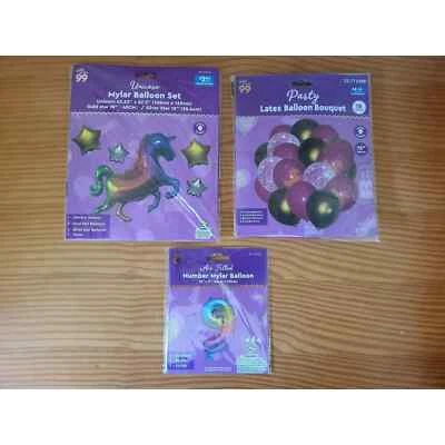 Lote de 24 Globos | Unicornio Mylar y Estrellas Doradas/Plateadas | Globos de Látex Foto 1 de 4