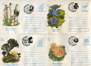 Romania 1993 Mushrooms,edible and poisonous, 12X unused stat.cover,special  pmk - Picture 1 of 3