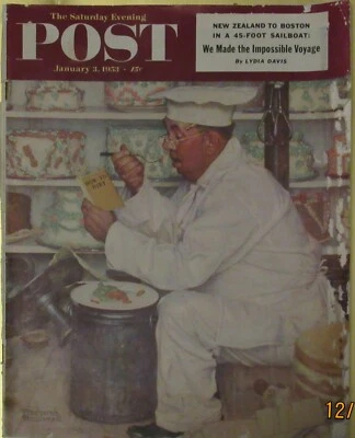Complete Saturday Evening Post Magazine Jan 3, 1953 Norman Rockwell's Chef Cake - Image 1 of 4