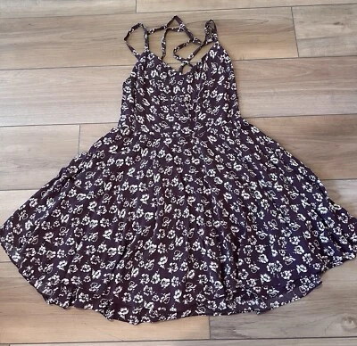 KIMCHI BLUE Dress Wms Sz 10 Purple Floral Elastic Waist Flowy Summer Sleeveless - Image 1 of 4