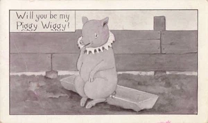 Postcard Antique "Will You Be My Piggy Wiggy" Divided Back B6 - Picture 1 of 2