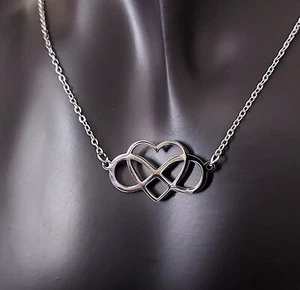 Infinity Heart Necklace Infinity Love Stainless Steel Necklace Friendship Gift - Picture 1 of 4