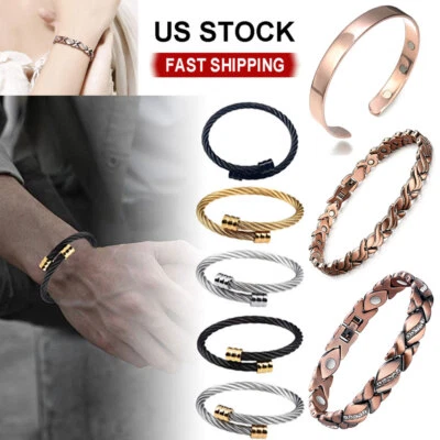 Pulsera Magnética Unisex Terapia Cuidado de la Salud Pérdida de Peso Cobre/Acero Titanio Foto 1 de 4