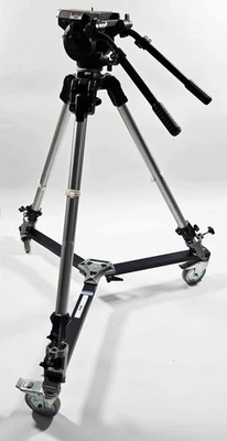 Bogen Manfrotto 3061 Tripod w/ 3066 Video Fluid Head & 3067 Dolly –Double Handle - Image 1 of 4