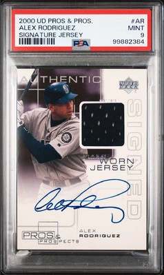 2000 Upper Deck UD Pros & Prospects Signature Jersey Alex Rodriguez Auto PSA 9  - Image 1 of 3