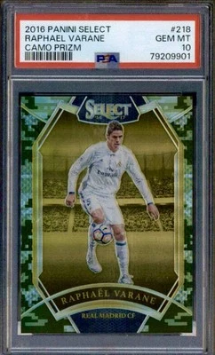 2016 Select Camo Prizm #218 Raphael Varane 3/20 PSA 10 POP 1 - Image 1 of 2