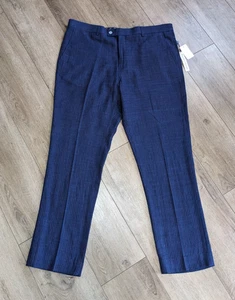 Pantalones chinos ajustados delanteros planos azul marino rojo lino cachemir y gris 38x30 nuevos con etiquetas - Imagen 1 de 12