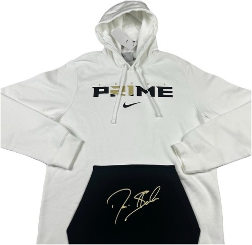 Felpa con cappuccio pullover Nike uomo Small Coach Prime 2.0 bianco club pile logo nuova con etichetta