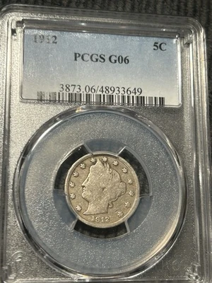 1912 Liberty Head V Nickel PCGS Graded G06  G6 Good - Image 1 of 3