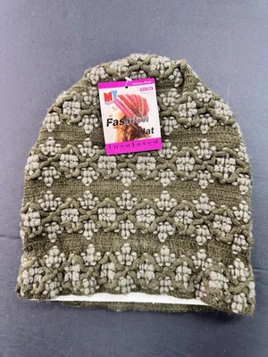Mujer Crochet Moda Sombrero Tobogán Thermo Wear Gorro Extra Cálido Verde Gris NUEVO Foto 1 de 4