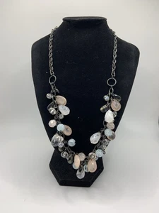 Multiple Color Faceted Acrylic Beaded Necklace Black Chain 20.5” - Picture 1 of 7