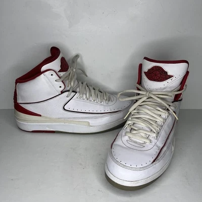 Nike Air Jordan 2 Retro Zapatos Para Hombres EE. UU. 13 Chicago Home 2014 Blanco Rojo Cuero Foto 1 de 4