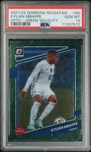 2021 Panini Donruss Road To Qatar #60 Kylian Mbappe Optic-Green Velocity PSA 10 - Picture 1 of 2