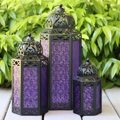 Moroccan Candle Lanterns Decorative Set of 3 for Floor, Ramadan Decorations, ... - Image 1 of 4