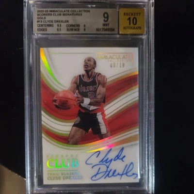 2022-23 Panini Immaculate Collection Clyde Drexler Scorers Club /10 BGS 9 Auto10 - Image 1 of 4