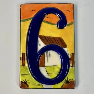 "Azulejo de dirección de cerámica mexicana Talavera número 6 cactus pintado a mano 3,5 x 5,5""" - Imagen 1 de 4