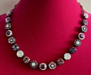 Mariana Large Rosette Necklace Swarovski Crystals Antiqued Silver - Picture 1 of 5