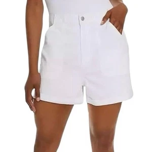 NEW GLORIA VANDERBILT High Waisted Utility Shorts XL White Elastic Waist - Picture 1 of 6
