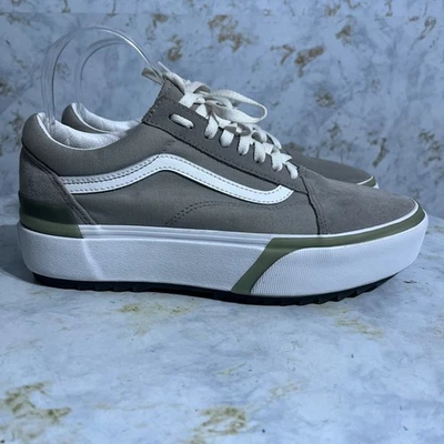 Vans Old Skool сложены женщин Sz 10,5 туфли серый белый низкий верхний платформе кроссовки - Изображение 1 из 4