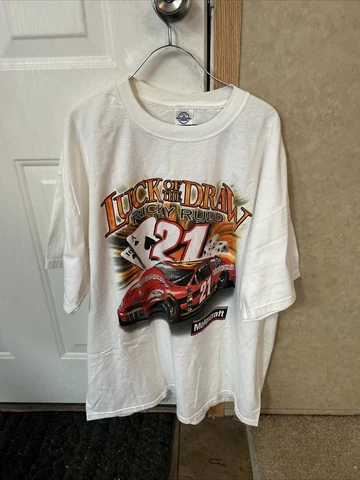 Vintage NASCAR Ricky Rudd 24 Motorcraft Luck of the Draw 2 XL T Shirt Cover