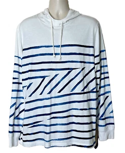 Camisa Pullover American Rag Sudadera con Capucha Para Hombre Talla XL Ligera Blanca Azul Rayas - Imagen 1 de 6